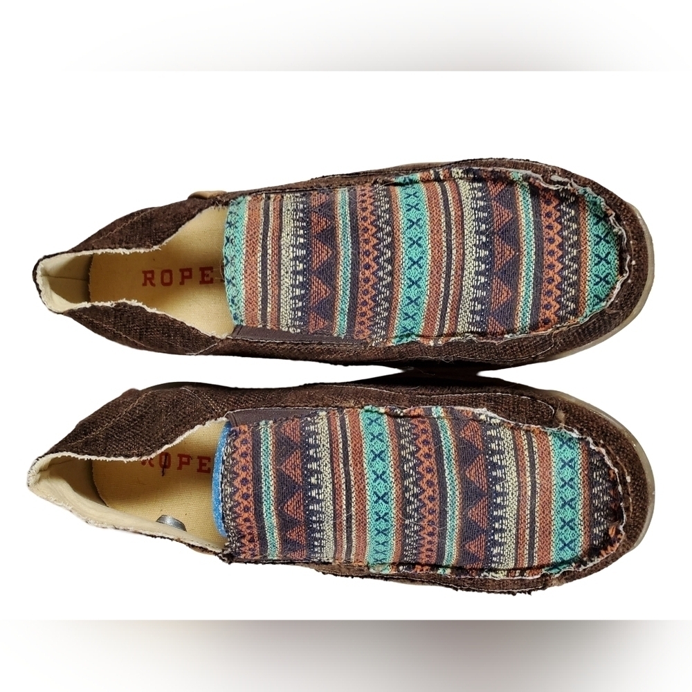 Roper Canvas Slip on brown western driving Moccasins